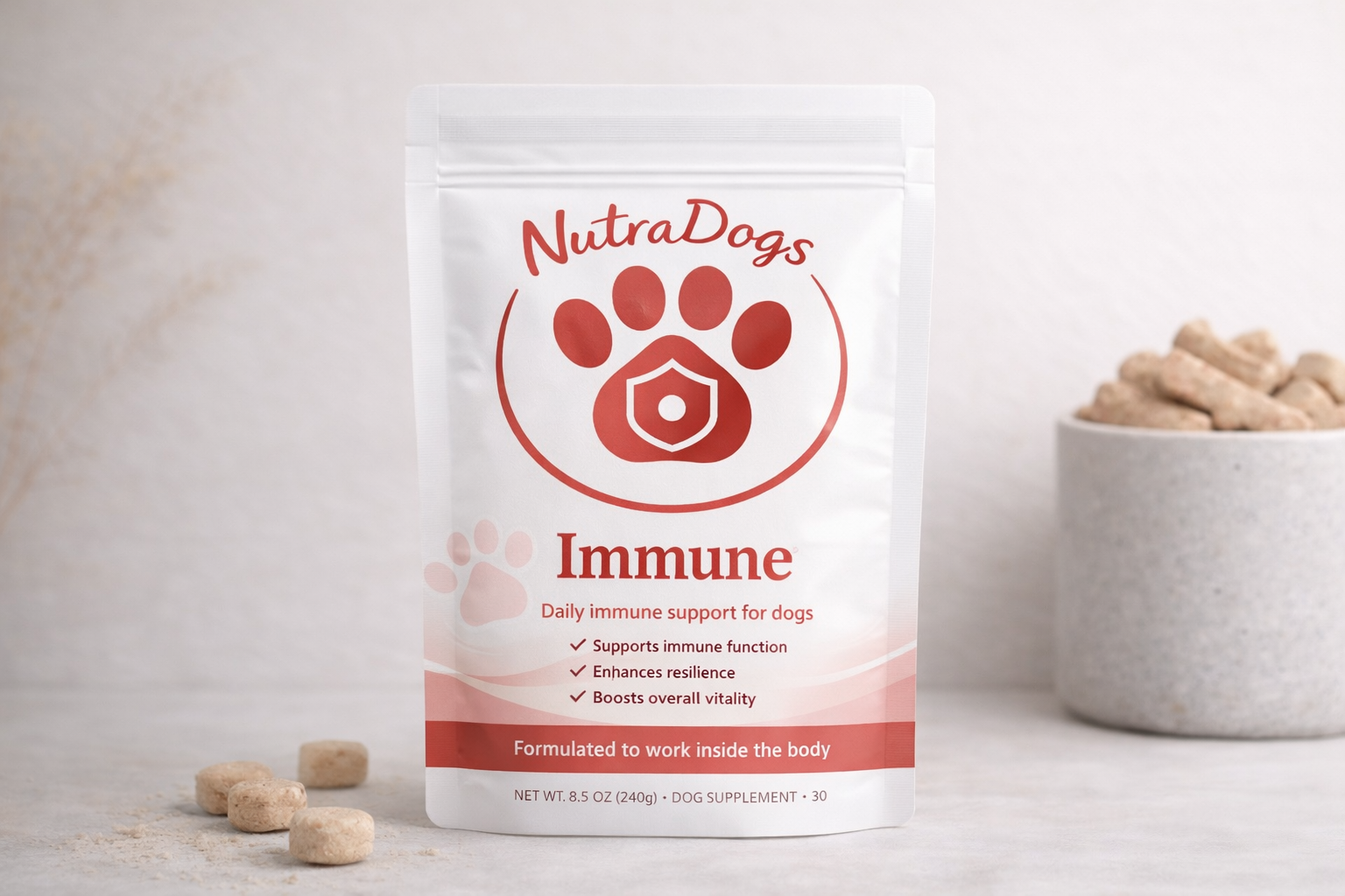 NutraDogs Immune supplement package