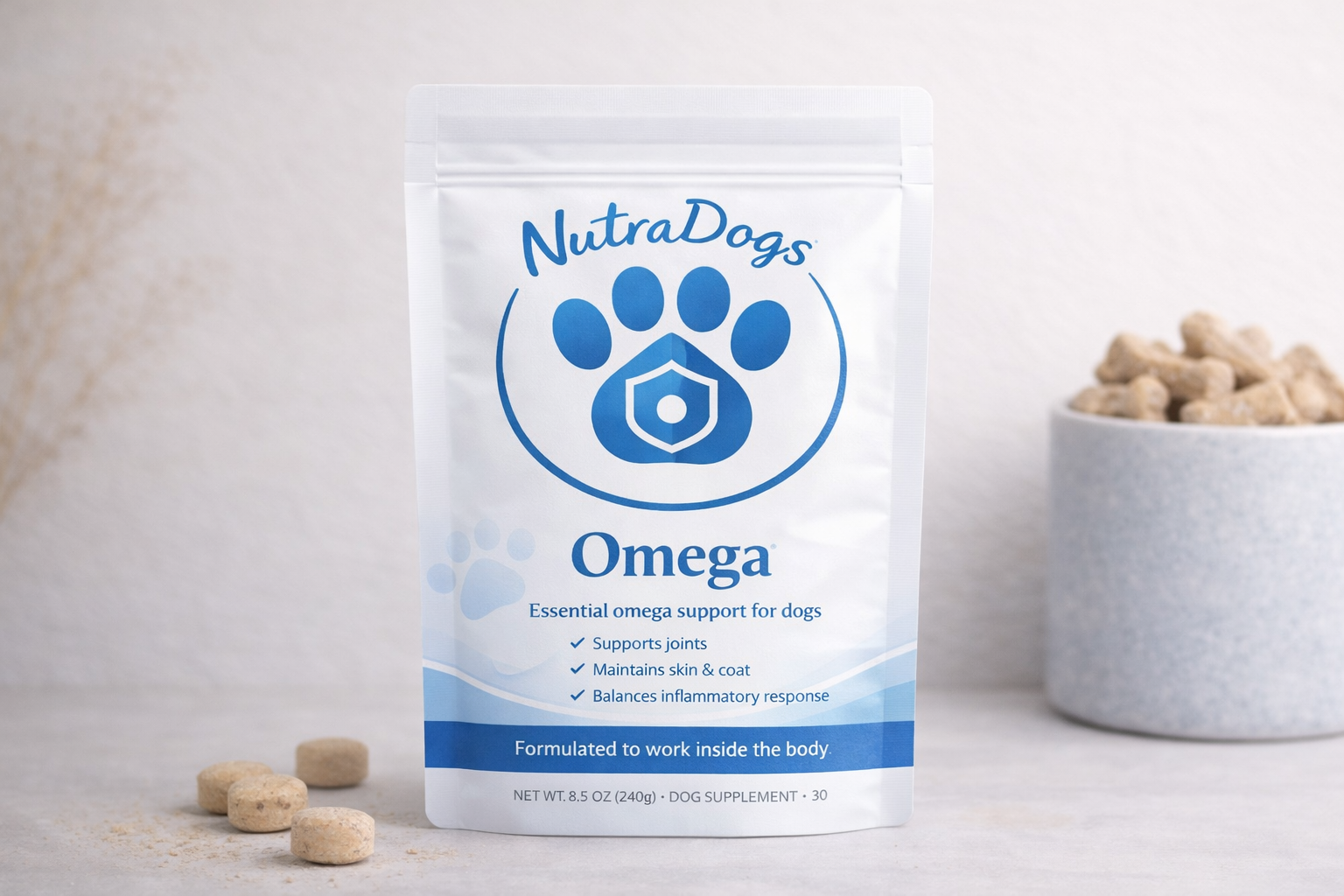 NutraDogs Omega supplement package